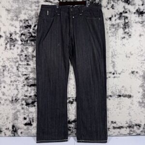 Artful Dodger Jeans Mens Size 40x34 Black Straight Y2K Embroidered Lion Street